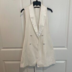 Zara Basics White Vest Tuxedo Dress